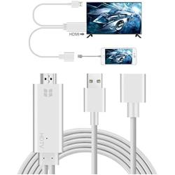 iPhone HDMI Cables Adapter, S7 HDMI Cable to TV, Lightning to HDMI 1080P Digital AV Adapter, 3 Feet Metal 3 in 1 Smartphone to HDMI/Micro USB/TYPE C Adapter for iPhone/iPad/S9/S8/Note 8 and More