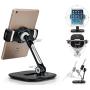 AboveTEK Stylish Aluminum Tablet Stand, Cell Phone Stand, Folding 360° Swivel iPad iPhone Desk Mount Holder fits 4-11" Display Tablets/Smartphones for Kitchen Bedside Office Table POS Kiosk Showroom