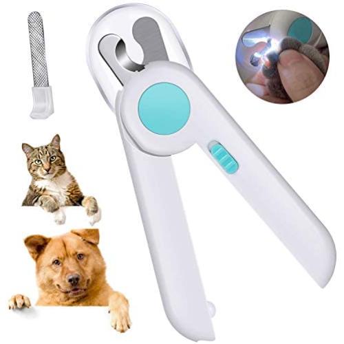 Dog & Cat Pets Nail Clippers and Trimmers - with Led Light and Safety Guard to Avoid Over Cutting - Free Nail File - Razor Sharp Blade - Professional Grooming Tool for Large and Small Animals