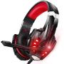 BENGOO G9000 Updated Stereo Gaming Headset for PS4, PC, Xbox One Controller, Noise Cancelling Over Ear Headphones with Mic, LED Light, Bass Surround, Soft Memory Earmuffs for Laptop - Red