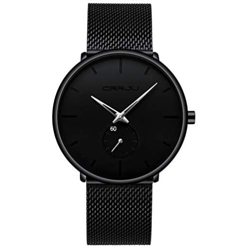 Mens Watches Ultra-Thin Minimalist Waterproof - Fashion Wrist Watch for Men Unisex Dress with Stainless Steel Mesh Band