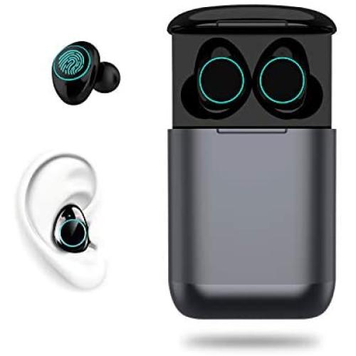 Newmsnr i9 Plus Mini in-Ear Bluetooth 5.0 Earphones,2020 Spuer Comfortable&Lightweight Wireless Earbuds,Touch Control Noise Cancelling Waterproof IPX7 Headset with Mic (Lucky-Gun Black)