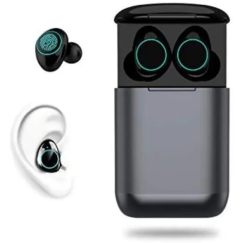 Newmsnr i9 Plus Mini in-Ear Bluetooth 5.0 Earphones,2020 Spuer Comfortable&Lightweight Wireless Earbuds,Touch Control Noise Cancelling Waterproof IPX7 Headset with Mic (Lucky-Gun Black)