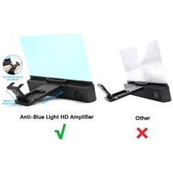 Anti-Blue Light 3D Screen Magnifier with Bluetooth Speaker, HD Protable Movie Video Game Screen Amplifier with Foldable Holder Stand, Support All Smartphones