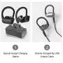 True Wireless Earbuds Bluetooth 5.0 Headphones CRSCN Sweatproof Sport Earphone with Earhook Charging Case Built-in Mic in-Ear Earbuds 40H Playtime HD Stereo Sound Headset for Running (Black&Silver)