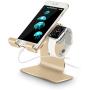 Tranesca 2-in-1 Charging Stand Compatible with Apple Watch Series 5 / Series 4 / Series 3 / Series 2 / Series 1 (38mm/40mm/42mm/44mm) and iPhone (Gold-Must Have Apple Watch Accessories)