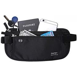 DAITET Money Belt - Passport Holder Secure Hidden Travel Wallet with RFID Blocking, Undercover Fanny Pack