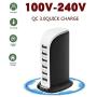 Quick Charge 3.0 USB Wall Charger 6 Ports QC 3.0 Desktop USB Hub Charging Station,Travel Charger Fast Charging Compatible with Phones,Tablets,Smartphones and More（Black+White）