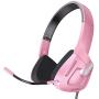 Gaming Headset with Microphone Compatible for PC PSP PS4 Mac Laptop, iKiKin Over Ear Gaming Headphones Noise Canceling Foldable Headphones with Surround Sound Stereo for Kids Adults (Pink)