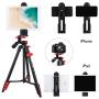 Tablet Tripod 53 inch iPad Tripod Aluminum Smartphone Tripod for iPhone iPad Pro Camera Mobile Phone Lightweight Travel Selfie Stand Tripod Black