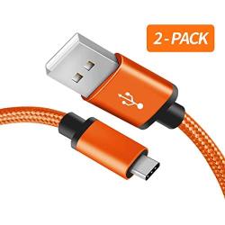 USB Type C Cable, Benicabe (2-Pack 3ft) USB-A to USB-C Charge Braided Cord Compatible with Samsung Galaxy S10 S10E S9 S8 S20 Plus,Note 10 9 8 and Other USB C Charger(Orange)