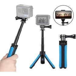 Taisioner Mini Selfie Stick Tripod Kit Two in One for GoPro Action Camera and Cell Phone Accessories