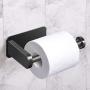 VAEHOLD Toilet Paper Holder Self Adhesive Kitchen Washroom Adhesive Toilet Roll Holder No Drilling for Bathroom Stick on Wall Stainless Steel Brushed - Black
