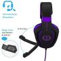 Anivia AH28 Gaming Headset Noise Isolating Over Ear Headphones with Mic, Volume Control, Bass Surround, Soft Memory Earmuffs for Xbox One PS4 PC Laptop Mac Phones Nintendo Switch Games-Black Purple