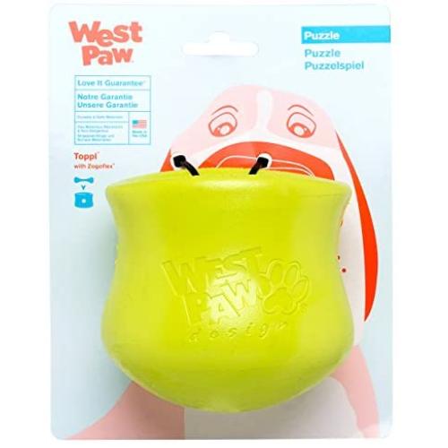 West Paw Zogoflex Toppl Treat Dispensing Dog Toy Puzzle – Interactive Chew Toys for Dogs – Dog Toy for Moderate Chewers, Fetch, Catch – Holds Kibble, Dog Training Treats, Made in USA