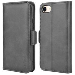 La Farah Wallet Case Designed for Apple iPhone SE 2020 Case, Leather Flip Case with Card Holders and Kickstand for iPhone 8 /iPhone 7 Case - Space Black