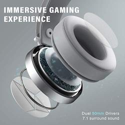 PeohZarr Gaming Headset PS4 Headset Xbox One Headset with Surround Sound White PC Gaming Headset with Clear Mic & Large Ear Pads for Xbox One (Adapter Not Included), PS4, PC, Nintendo Switch, Laptop