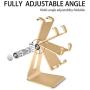 POKANIC Cell Phone Stand Dock Holder Cradle Mount Organizer Charger StationTable, Desktop Bed Office School Kitchen Travel Foldable Portable Adjustable, Multi-Angle Aluminum Non-Slip, Kids (Gold)