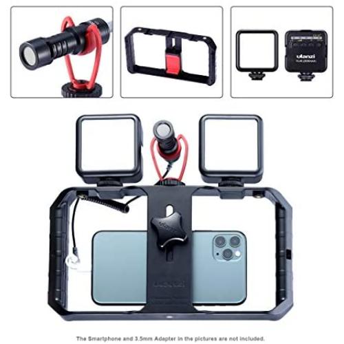 ULANZI Smartphone Video Kit, Phone Video Rig + 2 LED Video Light + Video Microphone, Universal Phone Filmmaking Setup YouTube Equipment for iPhone 11 Pro Max XS 8 Samsung Google OnePlus