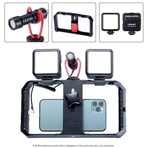 ULANZI Smartphone Video Kit, Phone Video Rig + 2 LED Video Light + Video Microphone, Universal Phone Filmmaking Setup YouTube Equipment for iPhone 11 Pro Max XS 8 Samsung Google OnePlus ULANZI Smartphone Video Kit, Phone Video Rig + 2 LED Video Light + Video Microphone, Universal Phone Filmmaking Setup YouTube Equipment for iPhone 11 Pro Max XS 8 Samsung Google OnePlus