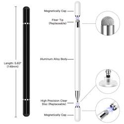 Stylus for iPad Pencil (2 Pcs), StylusHome Magnetic Disc Universal Stylus Pens for Touch Screens Apple/iPhone/Ipad pro/Mini/Air/Android/Microsoft/Surface All Capacitive Touch Screens - Black/White