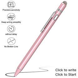 KECOW Stylus Digital Pen for Touch Screens, 1.45mm fine Elastic Tip Rechargeable Pencil Compatible for iPad iPhone Samsung Phone &Tablets,iOS&Android for Drawing and Writing Capacitive Pen (Rose Gold)