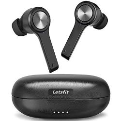 Wireless Earbuds, Letsfit Bluetooth 5.0 Headphones TWS Stereo Touch Control Earbuds with Charging Case, IPX5 Waterproof in-Ear Sport Earphones with Mic for Running Gym Workout Black