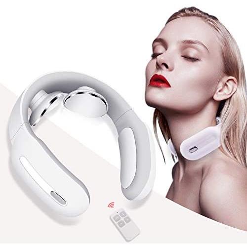 Neck Massager, Intelligent Neck Massage with Heat, Portable Cordless Massage Equipment, 3 Modes 15 Speeds Electric Pulse Massage at Home Office Travel, Gifts for Women Men Dad Mom Festive Present