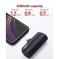 iWALK Mini Portable Charger for iPhone with Built in Cable, 3350mAh Ultra-Compact Power Bank External Battery Pack Charger Compatible with iPhone 11 pro/Xs/XS Max/XR/X/8/7/6/Plus Airpods and More