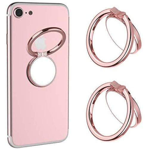 Mirror Cellphone Ring Stand Holder,VASIVO Smart Phone Ring Holder Series Stylish 360°Rotation 180°Flip Ring Stand Grip Mount for Smartphones (Rose Gold 2 Pack)
