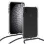 kwmobile Crossbody Case Compatible with Apple iPhone XR - Clear Transparent TPU Cell Phone Cover with Neck Cord Lanyard Strap - Transparent/Anthracite/Black