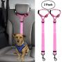 BWOGUE 2 Packs Dog Cat Safety Seat Belt Strap Car Headrest Restraint Adjustable Nylon Fabric Dog Restraints Vehicle Seatbelts Harness