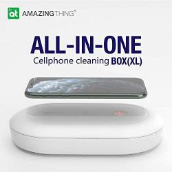 Cell Phone Cleaner Compatible with Wireless Charging, Stylish Cleaning Device for Smartphone, Wireless Charging Station Home and Office, Large Capacity, White