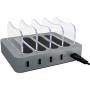 Simicore Charging Station for Multiple Devices, Simicore 4-Port USB Charger Station with 5 Short Mixed Cables for Cell Phones, Smart Phones, Tablets (Space Gray)