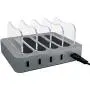 Simicore Charging Station for Multiple Devices, Simicore 4-Port USB Charger Station with 5 Short Mixed Cables for Cell Phones, Smart Phones, Tablets (Space Gray)