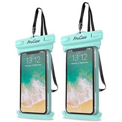 ProCase Universal Waterproof Case Cellphone Dry Bag Pouch for iPhone 11 Pro Max Xs Max XR XS X 8 7 6S Plus SE 2020, Galaxy S20 Ultra S10 S9 S8 +/Note 10+ 9, Pixel 4 XL up to 6.9" - 2 Pack, Green