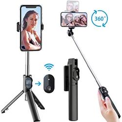 Selfie Stick Tripod, Extendable Selfie Stick with Detachable Wireless Remote and Tripod Stand Selfie Stick for iPhone 11/11 pro/X/8/8P/7/7P/6s/6,Sumsung Galaxy S9/S8/S7/Note 9/8,Huawei and More