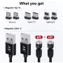 A.S 3 in 1 Magnetic Phone Charger Cable, 360° & 180° Rotation Magnetic Charging Cable, Compatible with Micro USB, Type C and iProduct 2 Pack (Black, 6ft+6ft)
