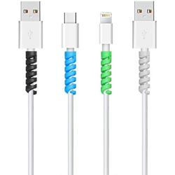 Jetec 12 Pieces Highly Flexible Silicone Micro USB Protector, Mouse Cable Protector, Suit for All Cell Phones, Computers and Chargers (Gray, Black, Blue, Green)