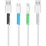 Jetec 12 Pieces Highly Flexible Silicone Micro USB Protector, Mouse Cable Protector, Suit for All Cell Phones, Computers and Chargers (Gray, Black, Blue, Green)