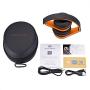 PowerLocus Wireless Bluetooth Over-Ear Stereo Foldable Headphones, Wired Headsets with Built-in Microphone for iPhone, Samsung, LG, iPad (Orange)