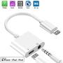 [Apple MFi Certified] Lightning to 3.5 mm Headphone Adapter Dual Ports Dongle Charger Jack&AUX Audio 3.5 mm Earphone Accessory,for iPhone 11/11 Pro/X/8,7 Plus/8 Plug and Play Support All iOS System