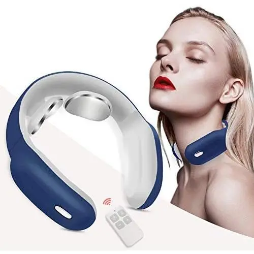 Neck Massager with Pulse Heated, Smart Portable Cordless Neck Massage Equipment, 3 Modes 15 Speeds Electric Pulse Massage Gifts for Women Men Dad Mom, Use at Home Office Travel (Blue) Neck Massager with Pulse Heated, Smart Portable Cordless Neck Massage Equipment, 3 Modes 15 Speeds Electric Pulse Massage Gifts for Women Men Dad Mom, Use at Home Office Travel (Blue)