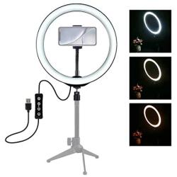 WILLOWLUCKY 10.2 inch 26cm USB 3 Modes LED Light Photography Studio LED Ring Lighting Kit Adjustable Light Photographic Video Fill Light (10.2 inch 26cm)