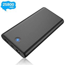 Portable Charger Power Bank 25800mAh [2019 Newest] Ultra High Capacity Phone Charger with Color LED Indicator, 2 USB Output Lighter Weight External Battery Pack for Smart Phone Android Tablet and More