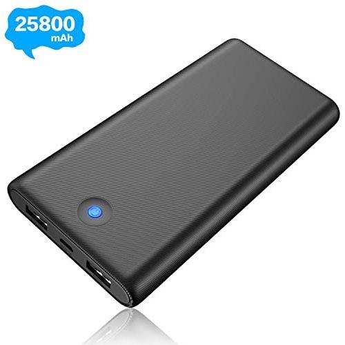 Portable Charger Power Bank 25800mAh [2019 Newest] Ultra High Capacity Phone Charger with Color LED Indicator, 2 USB Output Lighter Weight External Battery Pack for Smart Phone Android Tablet and More