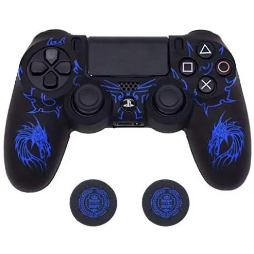 PS4 Controller Skin, BRHE Anti-Slip Grip Silicone Cover Protector Case Compatible with PS4 Slim/PS4 Pro Wireless/Wired Gamepad Controller with 2 Cat Paw Thumb Grip Caps (Blue) PS4 Controller Skin, BRHE Anti-Slip Grip Silicone Cover Protector Case Compatible with PS4 Slim/PS4 Pro Wireless/Wired Gamepad Controller with 2 Cat Paw Thumb Grip Caps (Blue)