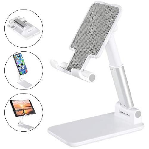 Cell Phone Holder, ANDATE Fully Foldable Cell Phone Stand for Desk, Angle Height Adjustable Cell Phone Stand for iPhone, Tablet Stand Holder Compatible with All Mobile Phone/iPad/Kindle/Tablet