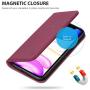 SHIELDON iPhone 11 Case, Genuine Leather iPhone 11 Wallet Folio Protective Case Book Design with Kickstand and RFID Credit Card Slots Magnetic Closure Compatible with iPhone 11 (6.1") - Red Violet