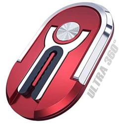 Ultra 360 Phone Mount and Stand by PeekOfUnique, 3-in-1 Design, Car Mount, Fold Out Kickstand, Phone Holder Grip Ring - Official Product (Red)